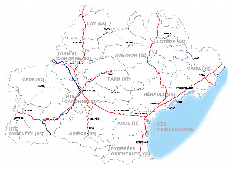 Cliquez sur la carte de l’Occitanie – Dépliants Accueil Paysan par département