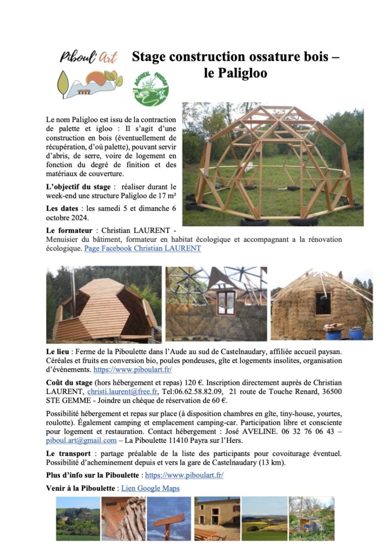 Affiche stage Paligloo les 5 et 6 octobre 2024 768x1087